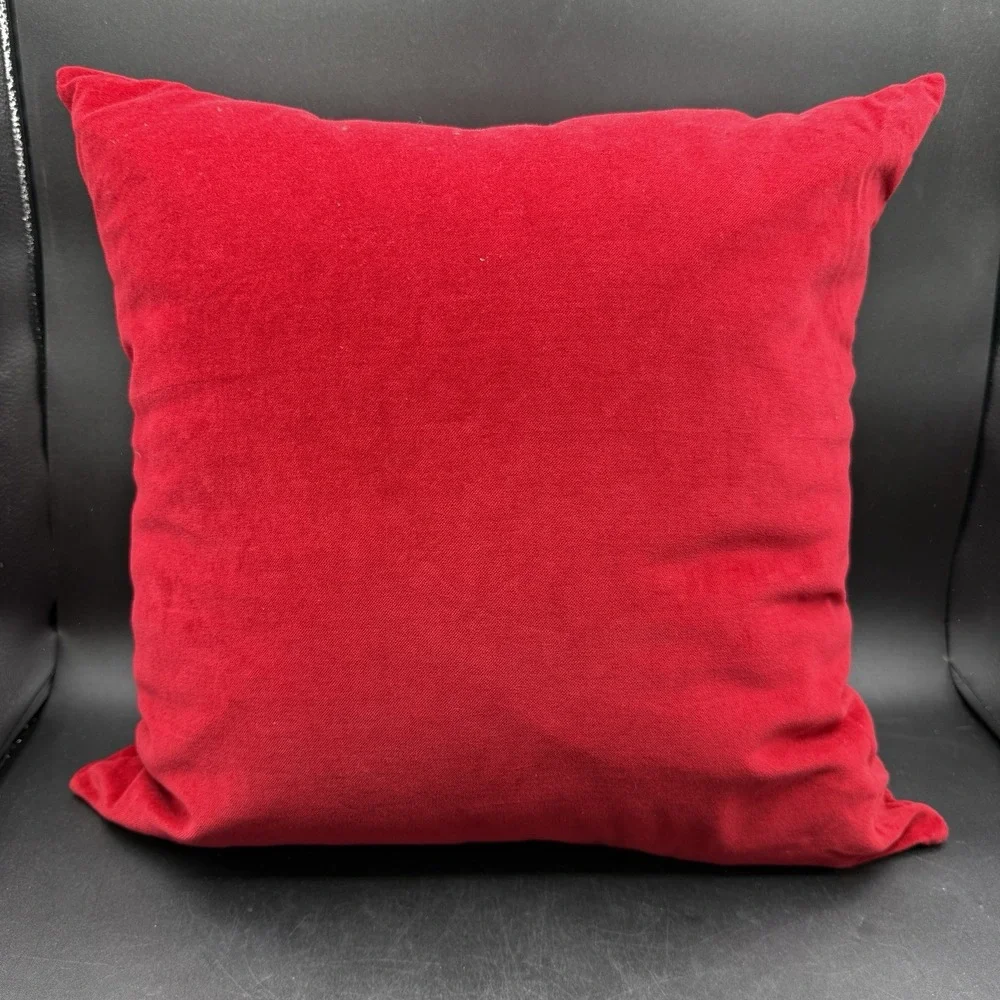 Pier 1 One Red Velvet Holiday Christmas Reindeer Throw Pillow 17